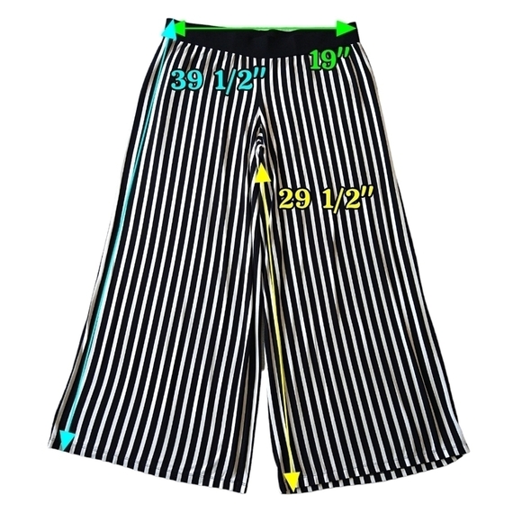 Lauren Ralph Lauren White Black Vertical Stripe Pull On Wide Leg Pants Modern - Picture 2 of 9